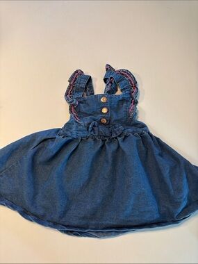 Nanette Lepore Denim Ruffle Pinafore Sundress with Button Front